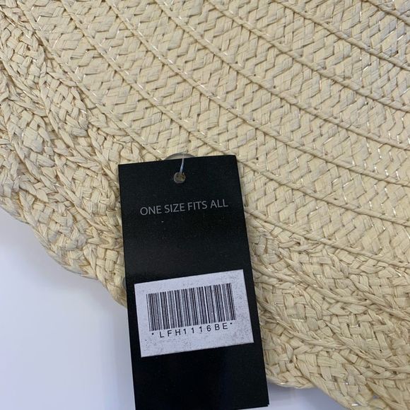 Floppy Straw Sun Hat 5” w/ Silk Bow - Beige - Picture 6 of 8